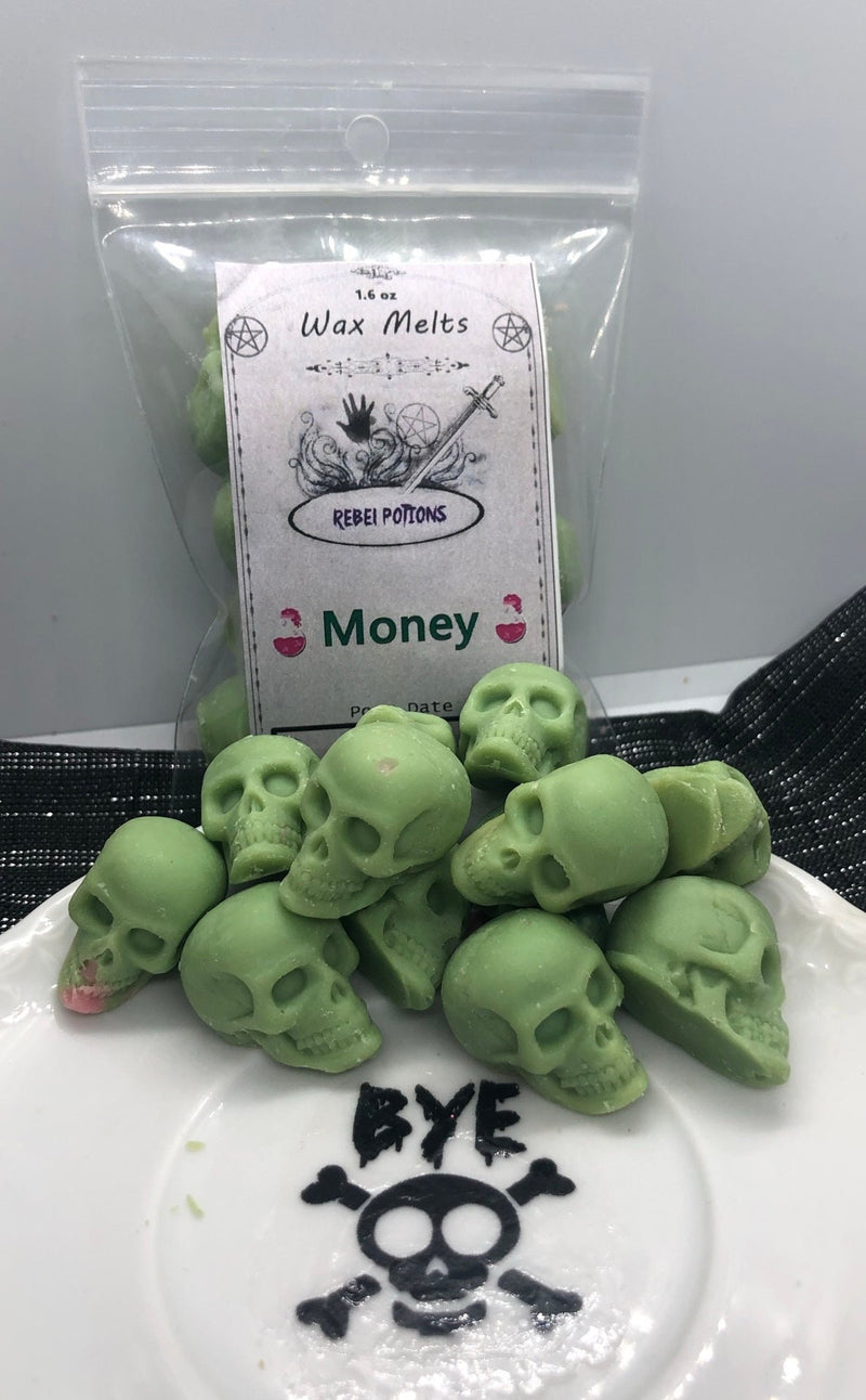 Money drawing  mini skull wax melts witchcraft witch pagan wicca spell tarts