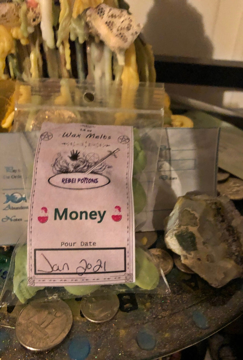 Money drawing  mini skull wax melts witchcraft witch pagan wicca spell tarts