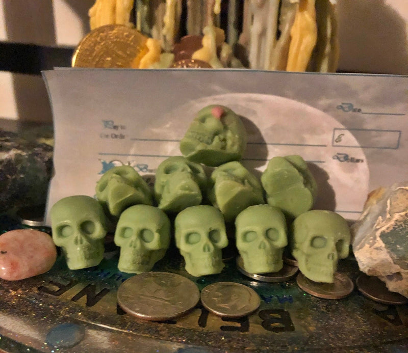Money drawing  mini skull wax melts witchcraft witch pagan wicca spell tarts