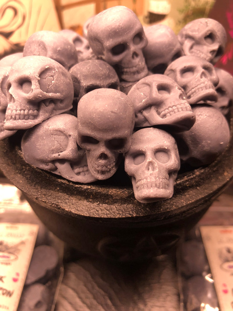 Black Cauldron mini skull wax melts goth Halloween Wicca Pagan witchcraft Samhain tarts